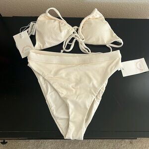 Dipping Daisys bathing suit set, off white, size SM